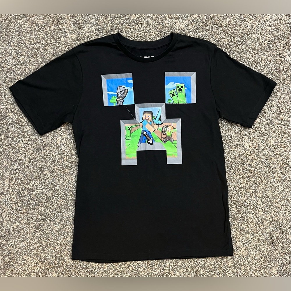 Youth XL 14/16 Black Minecraft Tee T-Shirt, Mojang Studios